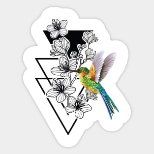 Roses And Hummingbird Sticker